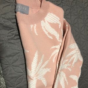 PURE boxy pink/off white floral sweater. Sz4